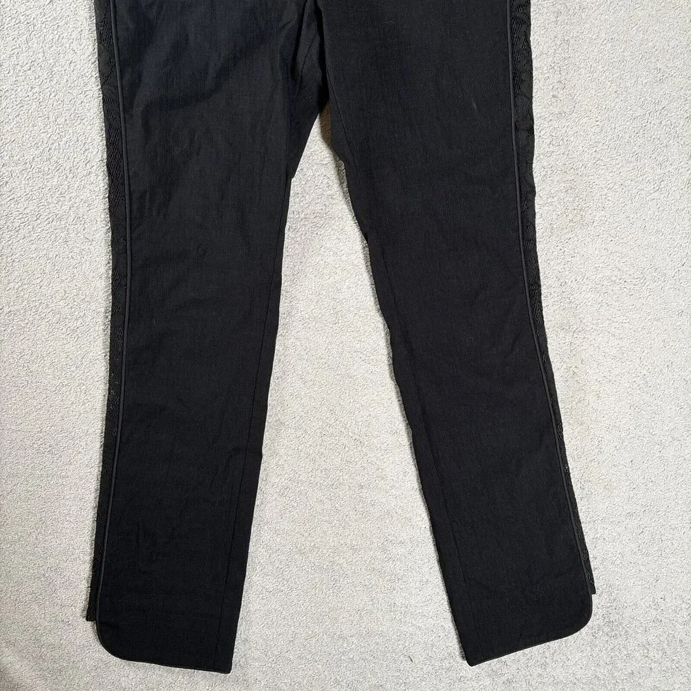 Zac Zac‎ Posen Pants Women's Size 8 Black Straight Leg Lace Sides Goth